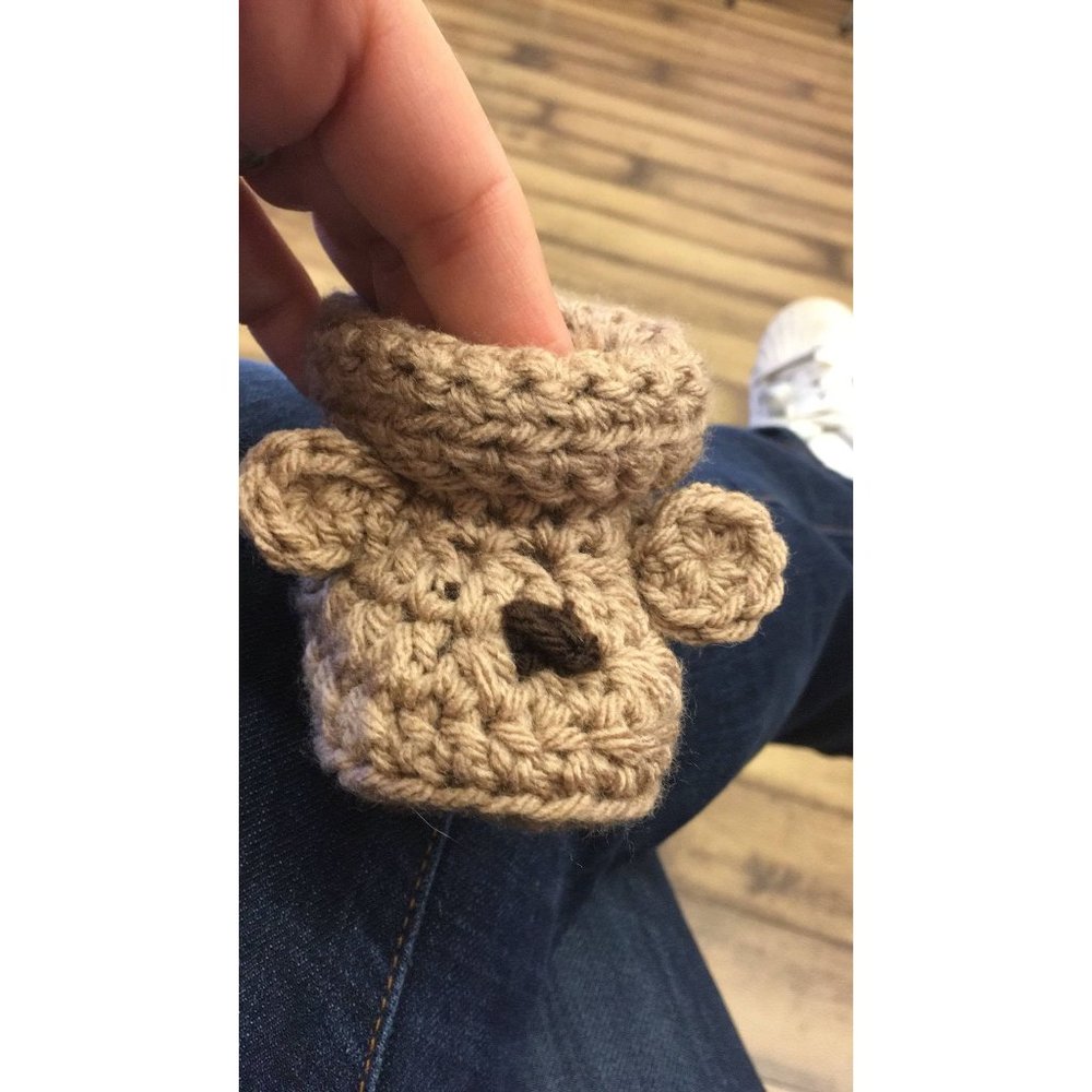 Baby Crochet booties, baby animal booties bear baby shoes, dog baby boots brown - Picture 5 of 5
